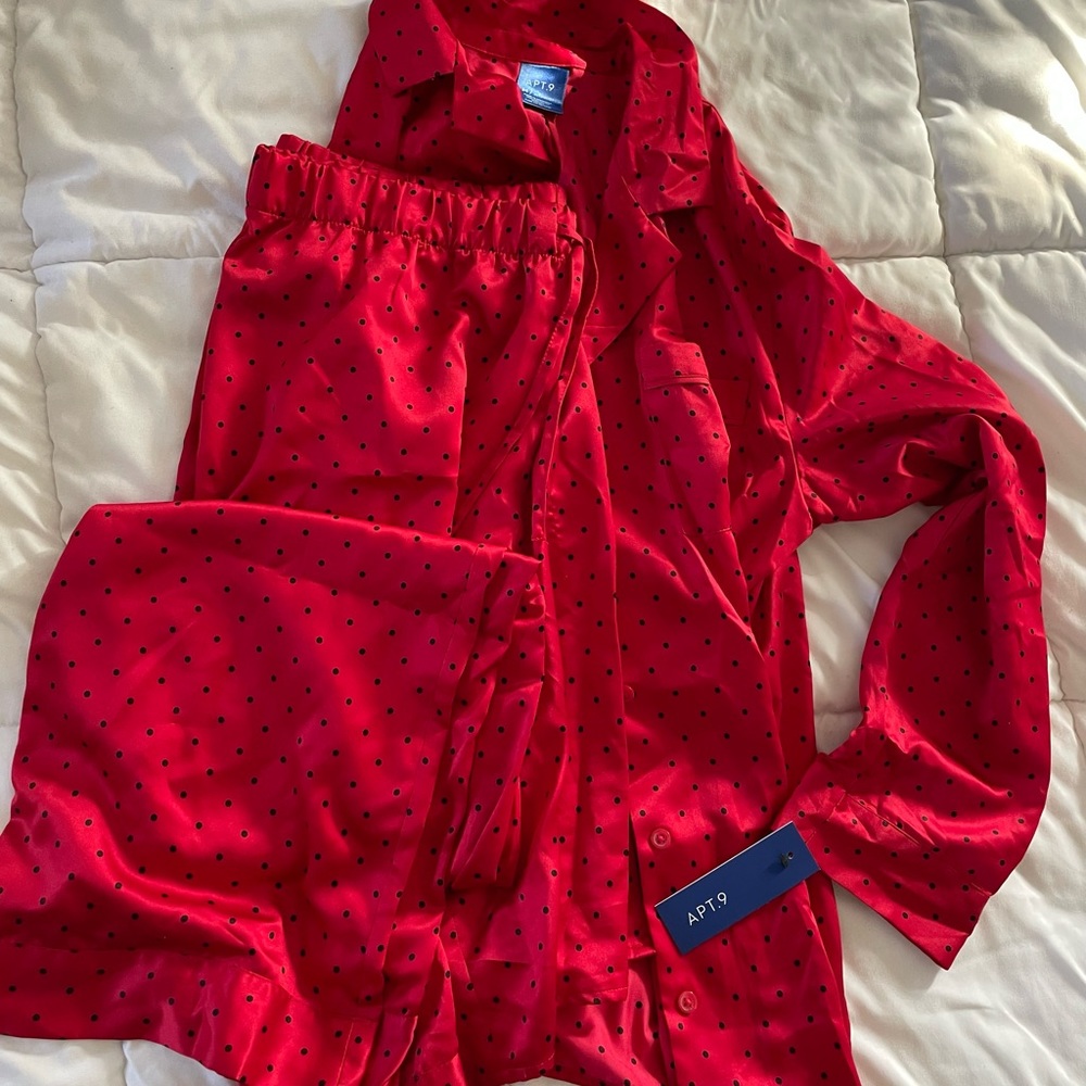 Red silk pajamas